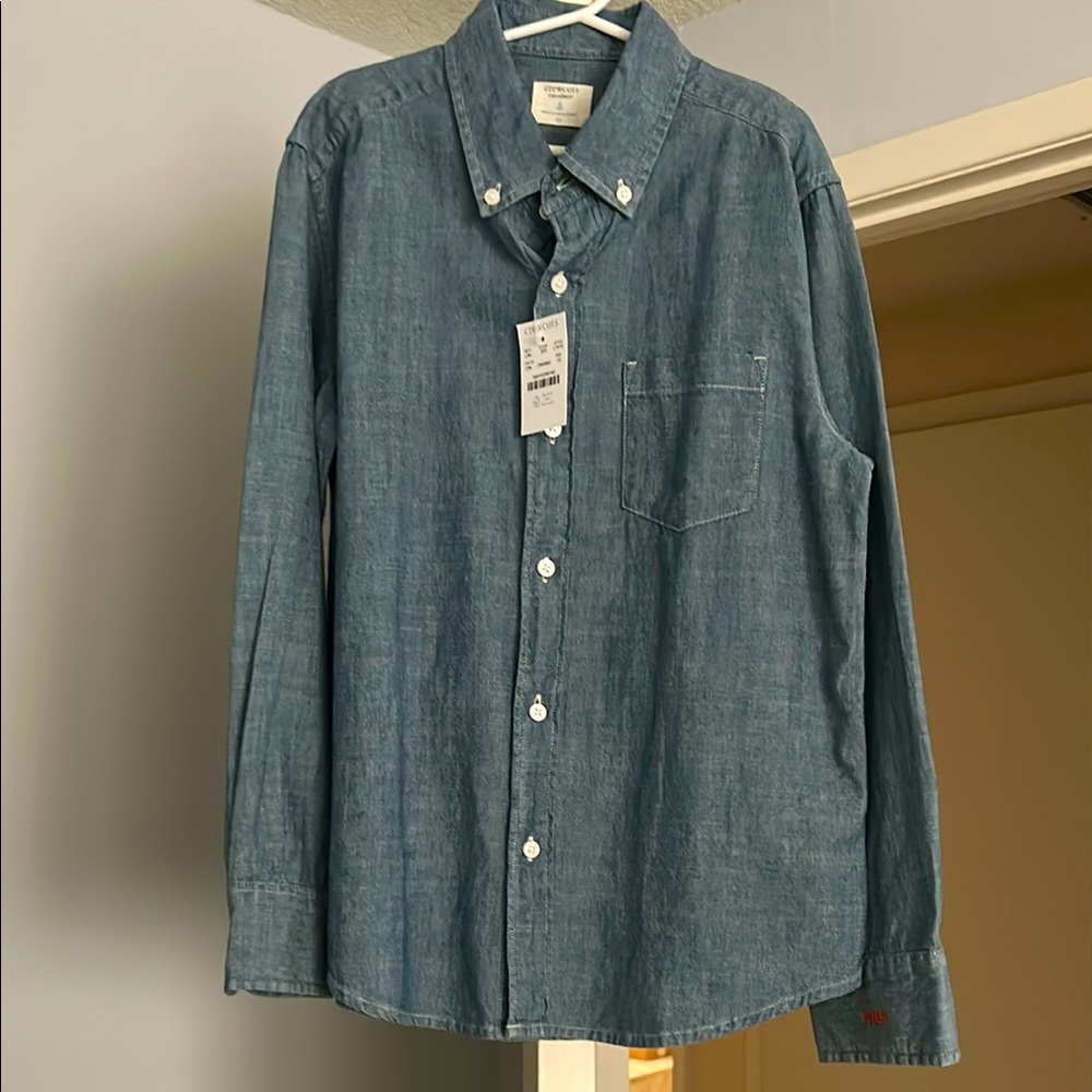⭐️ NWT Crewcuts Kids Chambray Button-Down Shirt